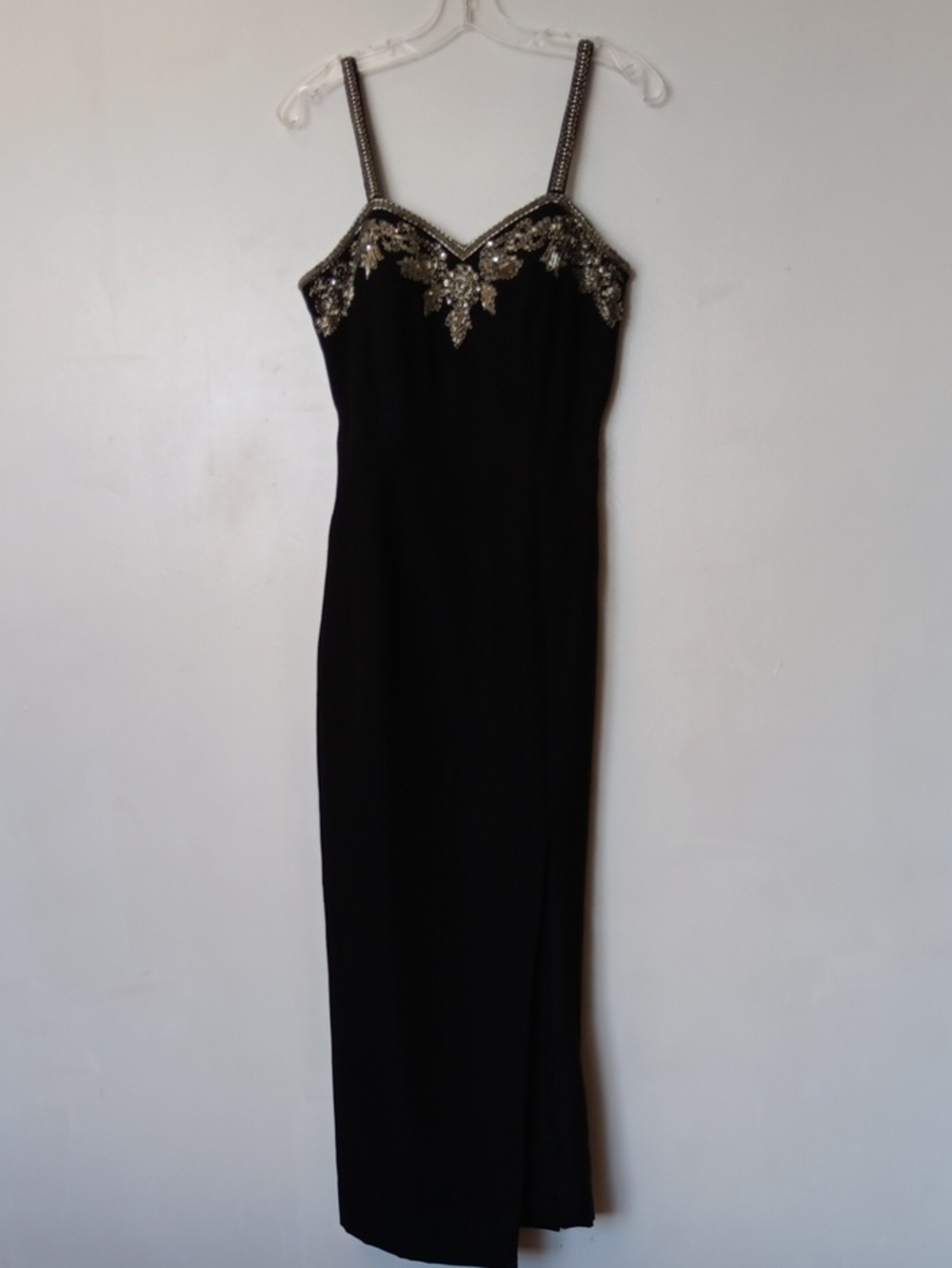 Vintage Alyce Designs Black Beaded Strap Evening Gown
